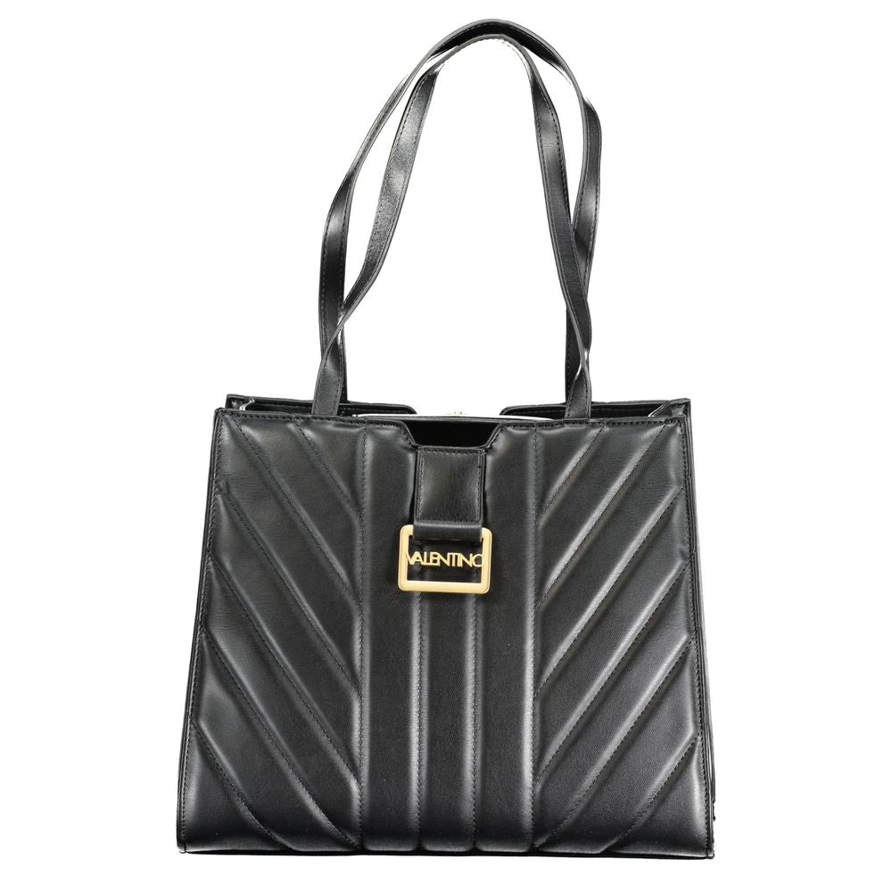 Handbag by Mario Valentino for women in polyethylene black & signature presents a ornamental silhouette, showcasing a secure zipper, ample built-in-compartments & internal-pockets, and versatile handle for a ornamental finish.
