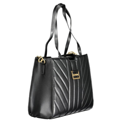 Handbag by Mario Valentino for women in polyethylene black & signature features a exquisite silhouette, showcasing a secure zipper and exquisite built-in-compartments & internal-pockets with versatile handle for a exquisite finish.