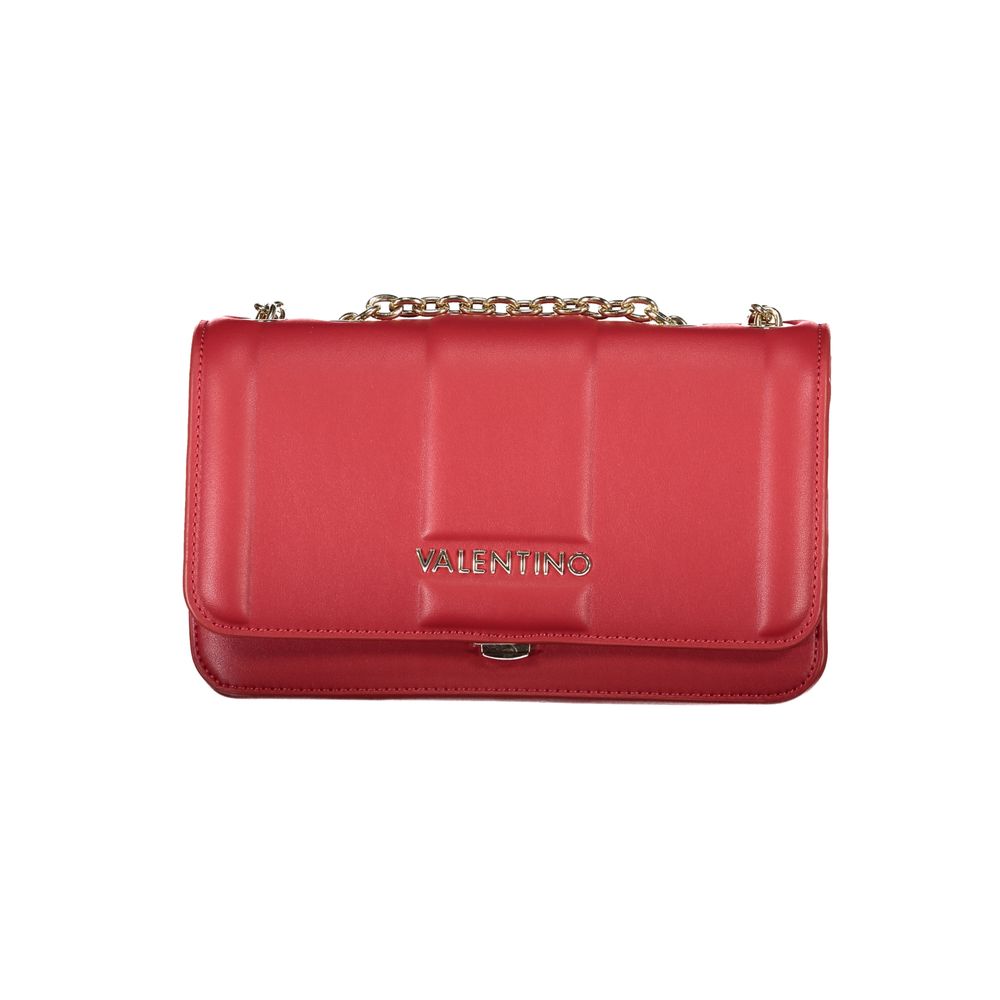 Shoulder Handbag by Mario Valentino for women in polyethylene red features a ornamental silhouette, showcasing a secure snap, ample internal-pockets, and ornamental shoulder-strap for a sophisticated look.