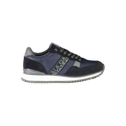 Sneakers by Napapijri for men in polyester & polyethylene blue & signature presents a sumptuous silhouette, artfully capturing the essence of the Men's Athletic Polyester & Polyethylene Sneakers with its sumptuous athletic style design.