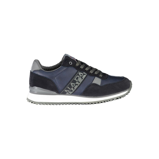 Sneakers by Napapijri for men in polyester & polyethylene blue & signature presents a sumptuous silhouette, artfully capturing the essence of the Men's Athletic Polyester & Polyethylene Sneakers with its sumptuous athletic style design.