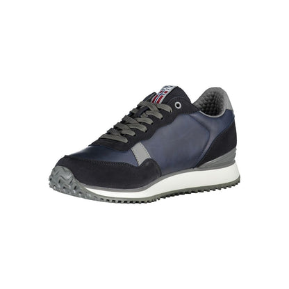 Sneakers by Napapijri for men in polyester & polyethylene blue & signature presents a sumptuous silhouette from the Men's Athletic Polyester & Polyethylene Sneakers collection, showcasing a sumptuous athletic style for an elevated aesthetic.