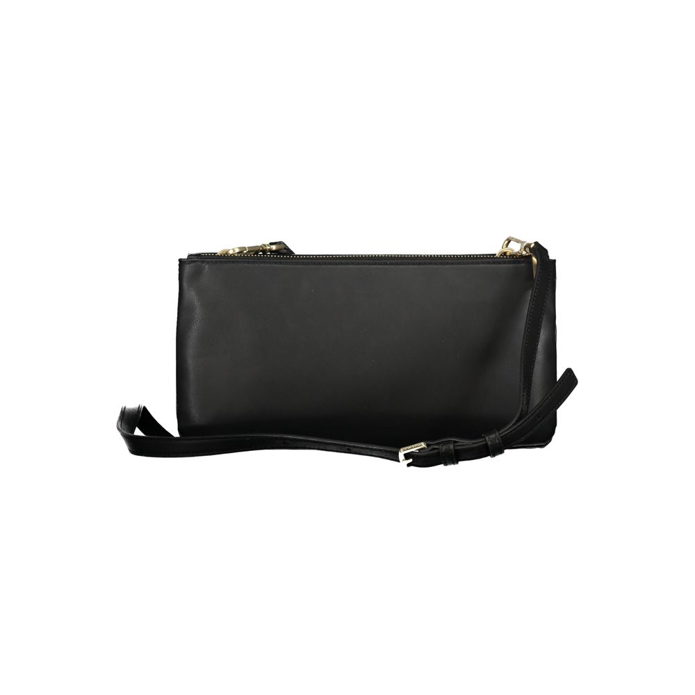 Small Shoulder Convertible Handbag by Calvin Klein for women in polyester faux leather black features a refined silhouette, showcasing a secure zipper and refined built-in-compartments & internal-pockets with versatile shoulder-strap & adjustable-strap for a refined finish.