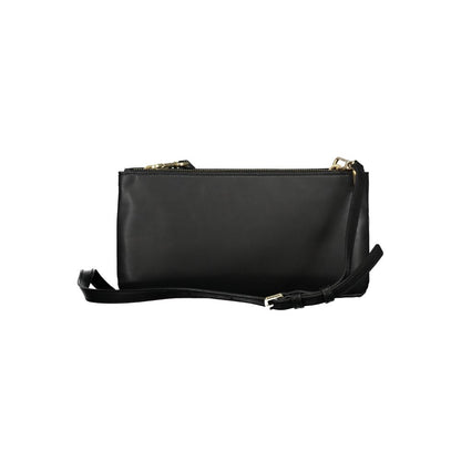 Small Shoulder Convertible Handbag by Calvin Klein for women in polyester faux leather black features a refined silhouette, showcasing a secure zipper and refined built-in-compartments & internal-pockets with versatile shoulder-strap & adjustable-strap for a refined finish.