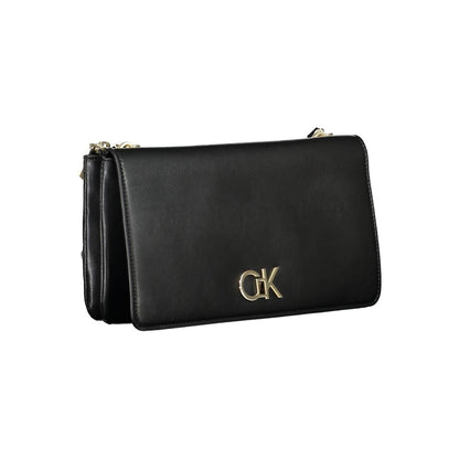 Small Shoulder Convertible Handbag by Calvin Klein for women in polyester faux leather black features an exquisite silhouette, showcasing a secure zipper, ample built-in-compartments & internal-pockets, and exquisite shoulder-strap & adjustable-strap for a sophisticated finish.