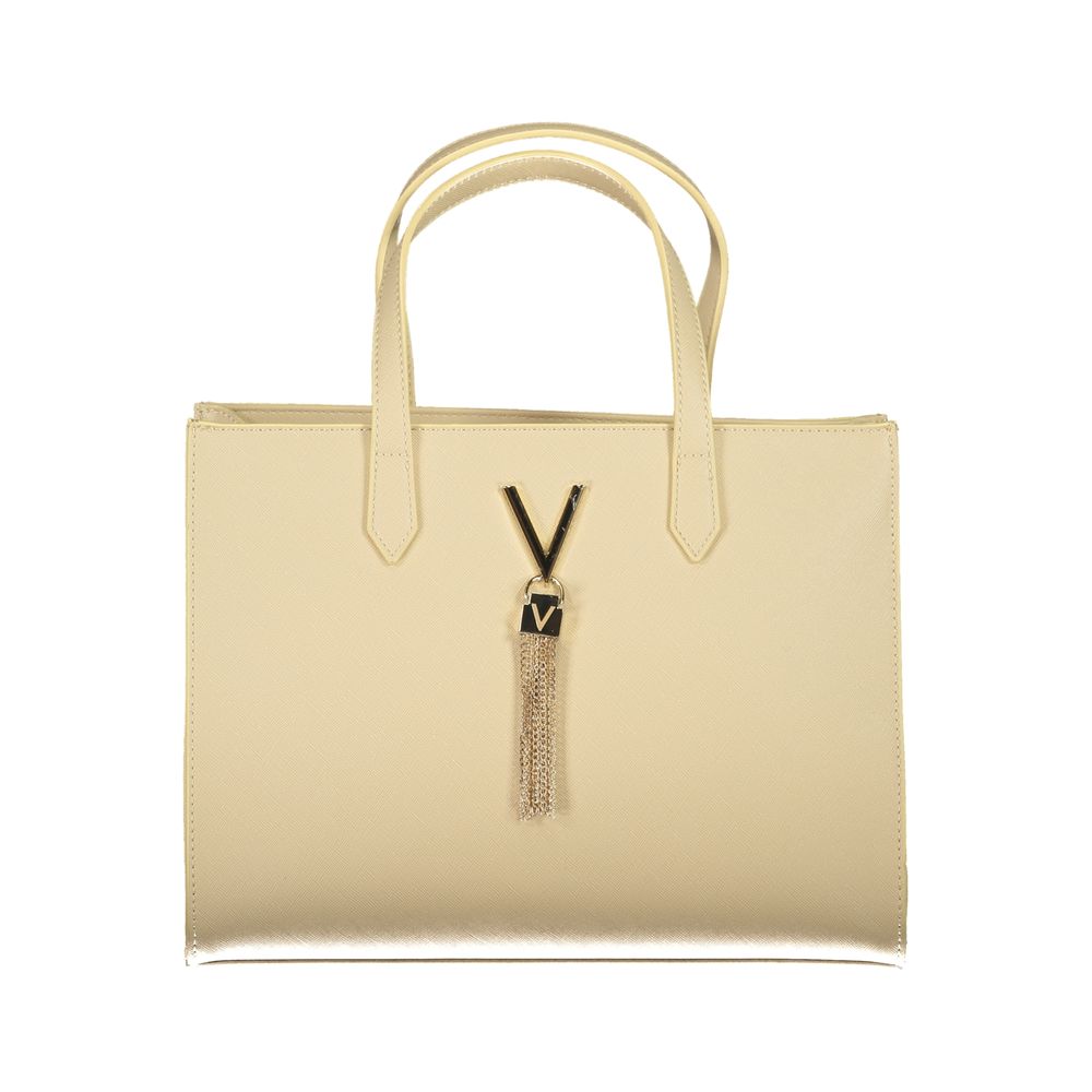 Handbag by Mario Valentino for women in polyethylene beige features a ornamental silhouette, showcasing a secure zipper, ample internal-pockets, and ornamental shoulder-strap, adjustable-strap & handle for a sophisticated look.