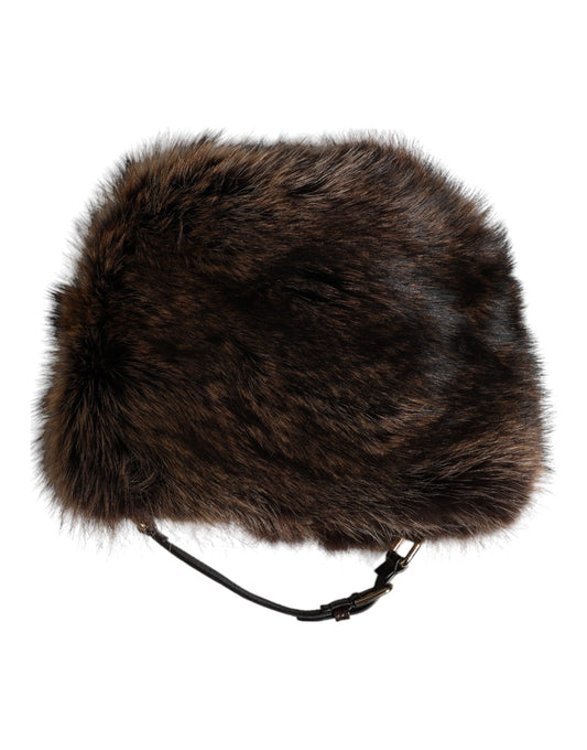 Dolce & Gabbana Silk Caiman Leather & Raccoon Fur Bucket Hat - Brown