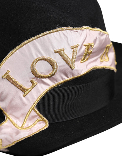 Dolce & Gabbana Cotton Polyester Viscose Calf Leather & Rabbit Fur Hat - Black