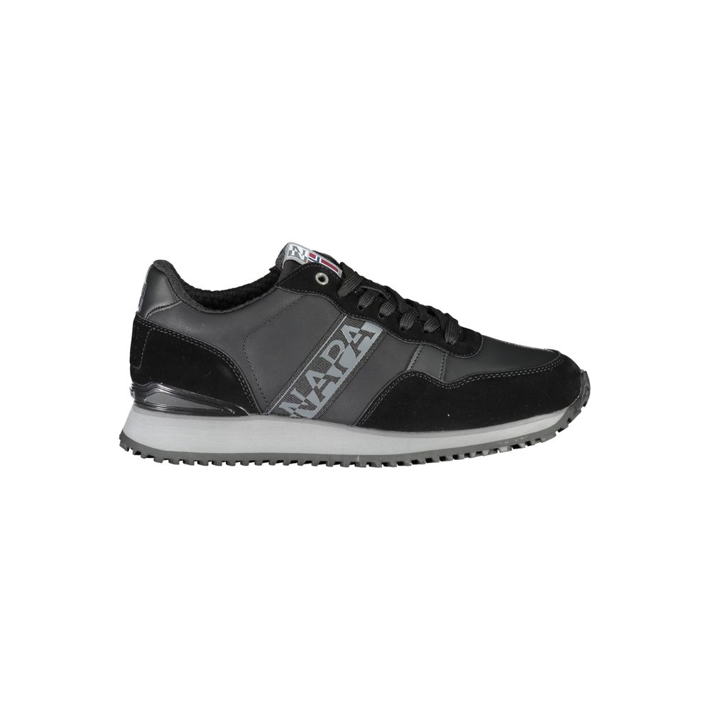 Sneakers by Napapijri for men in polyester & polyethylene black features an opulent silhouette from the Men's Casual Polyester & Polyethylene Sneakers collection, showcasing a signature casual style with an opulent finish.