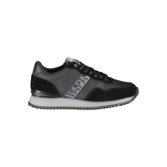 Sneakers by Napapijri for men in polyester & polyethylene black features an opulent silhouette from the Men's Casual Polyester & Polyethylene Sneakers collection, showcasing a signature casual style with an opulent finish.