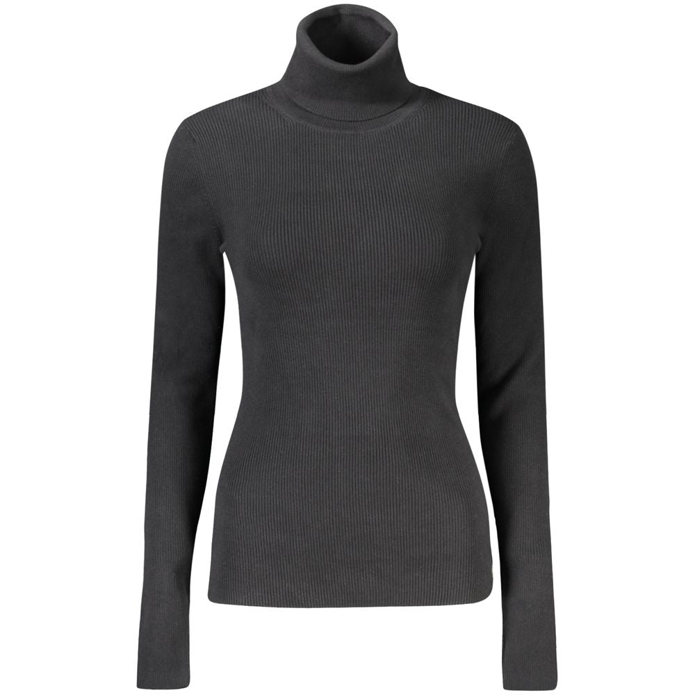 Sweater by Calvin Klein for women in stretch polyamide cotton black showcases a downtown chic silhouette, artfully finished with a downtown chic turtle neckline and long-sleeve for a sophisticated, high-end look.