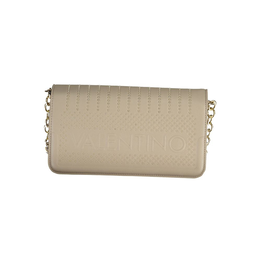 Shoulder Convertible Handbag by Mario Valentino for women in polyethylene faux leather beige features an exquisite silhouette, showcasing a secure zipper, ample built-in-compartments & internal-pockets, and exquisite shoulder-strap & adjustable-strap for a sophisticated finish.