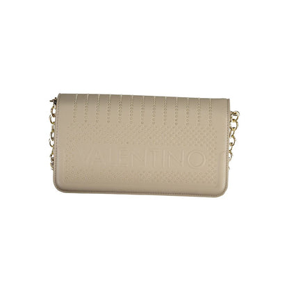 Shoulder Convertible Handbag by Mario Valentino for women in polyethylene faux leather beige features an exquisite silhouette, showcasing a secure zipper, ample built-in-compartments & internal-pockets, and exquisite shoulder-strap & adjustable-strap for a sophisticated finish.