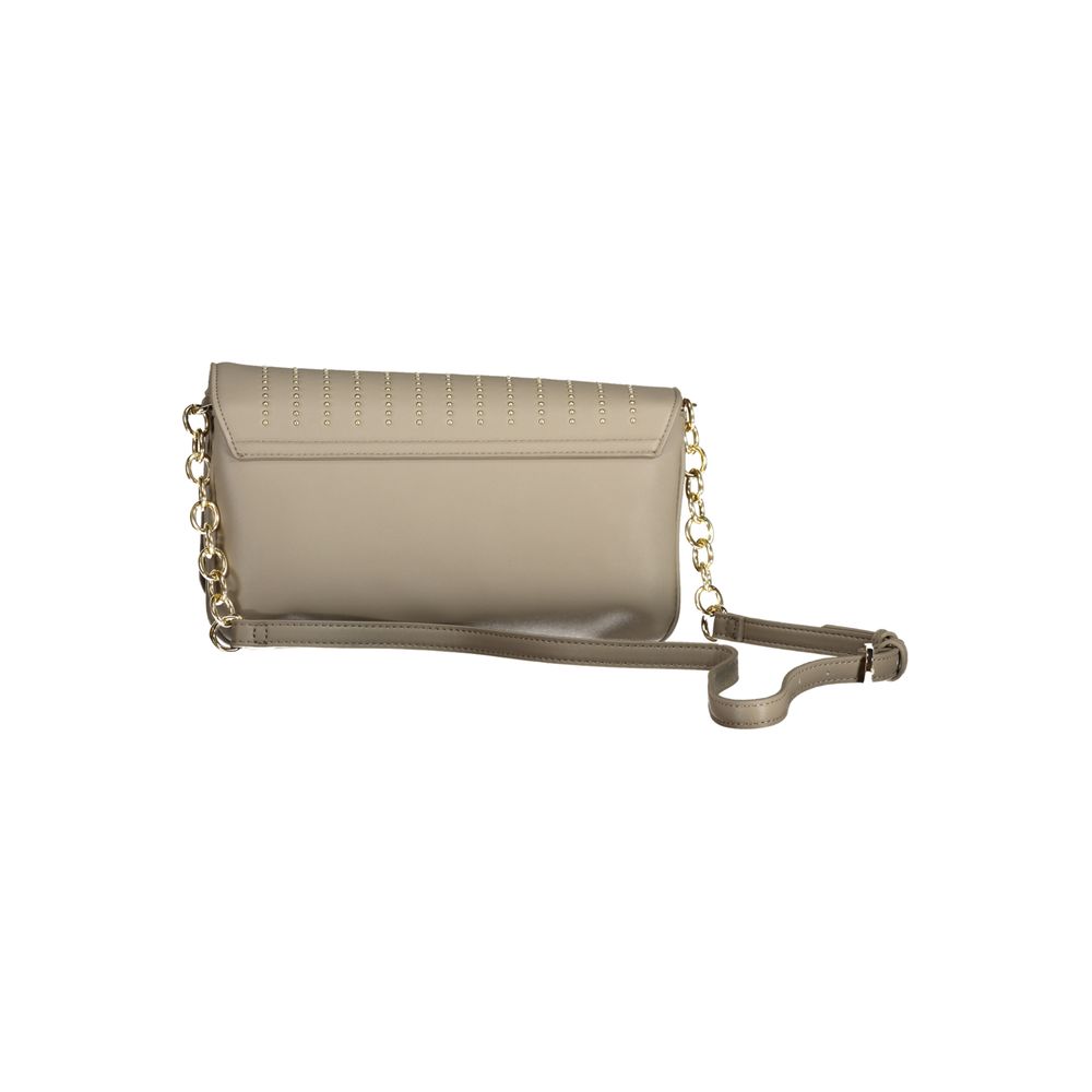 Shoulder Convertible Handbag by Mario Valentino for women in polyethylene faux leather beige features an exquisite silhouette, showcasing a secure zipper, ample built-in-compartments & internal-pockets, and versatile shoulder-strap & adjustable-strap for exquisite style.