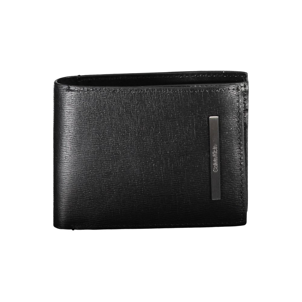 Wallet by Calvin Klein for men in polyester leather black showcases a discerning silhouette, artfully capturing the essence of Polyester Leather Wallet with its functional rfid-protection eco-friendly coin-purse.