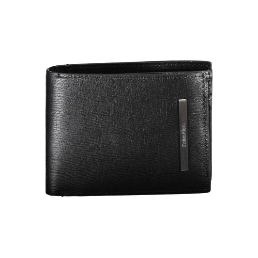 Wallet by Calvin Klein for men in polyester leather black showcases a discerning silhouette, artfully capturing the essence of Polyester Leather Wallet with its functional rfid-protection eco-friendly coin-purse.
