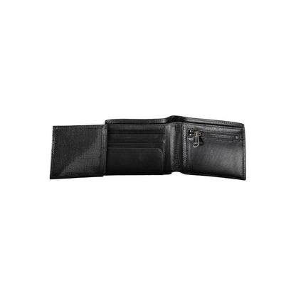Wallet by Calvin Klein for men in polyester leather black features a streamlined silhouette, showcasing the streamlined Polyester Leather Wallet design with sophisticated rfid-protection eco-friendly coin-purse for a premium look.