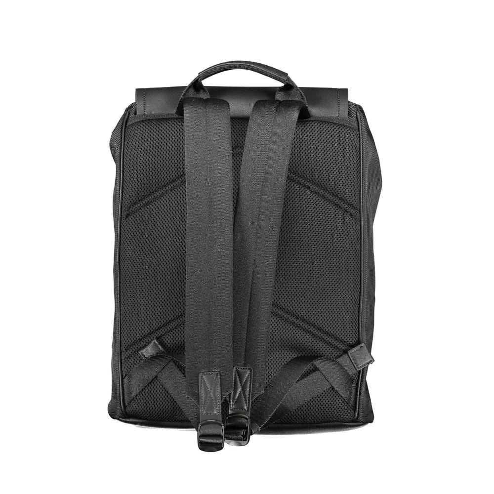 Drawstring Backpack by Calvin Klein for men in polyester black features an stately silhouette from the Polyester Drawstring Backpack range, with a secure snap, zipper & drawstring, ample external-pockets, internal-pockets & laptop-compartment, and versatile backpack-strap, adjustable-strap & handle.