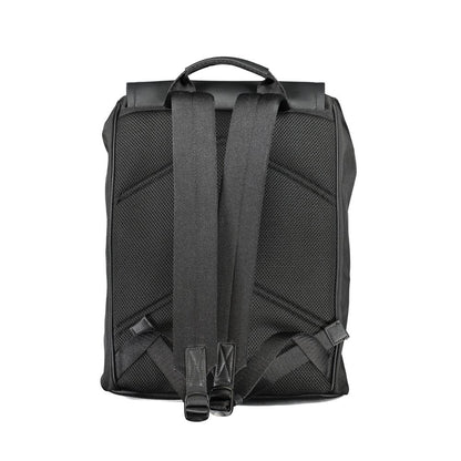 Drawstring Backpack by Calvin Klein for men in polyester black features an stately silhouette from the Polyester Drawstring Backpack range, with a secure snap, zipper & drawstring, ample external-pockets, internal-pockets & laptop-compartment, and versatile backpack-strap, adjustable-strap & handle.