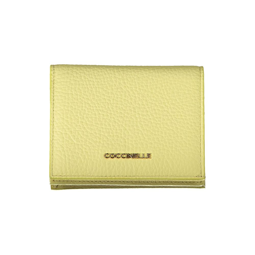 Wallet by Coccinelle for women in leather yellow presents a refined silhouette, artfully capturing the essence of the Leather Wallet design with sophisticated coin-purse for a refined look.