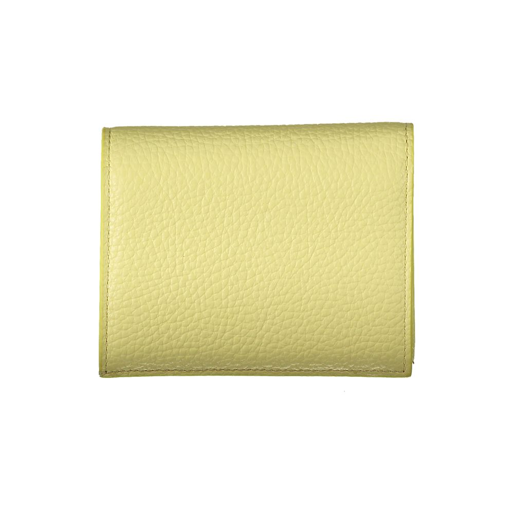 Wallet by Coccinelle for women in leather yellow showcases a refined silhouette, artfully capturing the essence of the refined Leather Wallet design with functional coin-purse.
