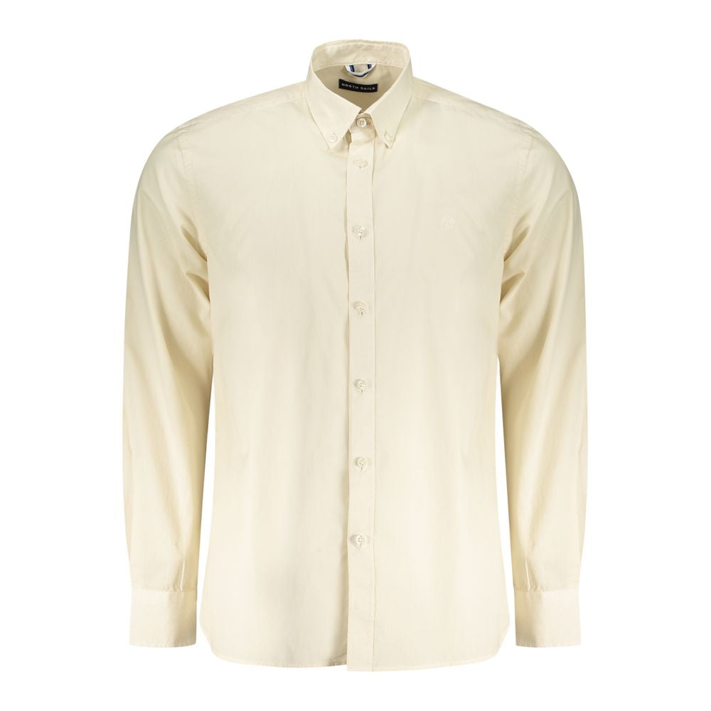 Shirt by North Sails for men in cotton beige, featuring a nuanced long-sleeve and nuanced button-down-collar neckline for a sophisticated finish.