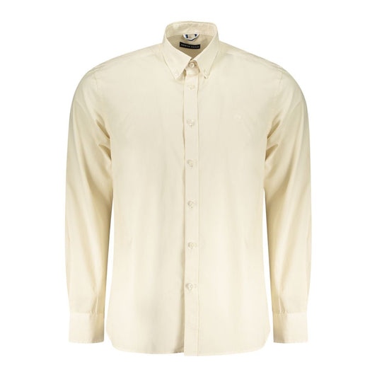 Shirt by North Sails for men in cotton beige, featuring a nuanced long-sleeve and nuanced button-down-collar neckline for a sophisticated finish.