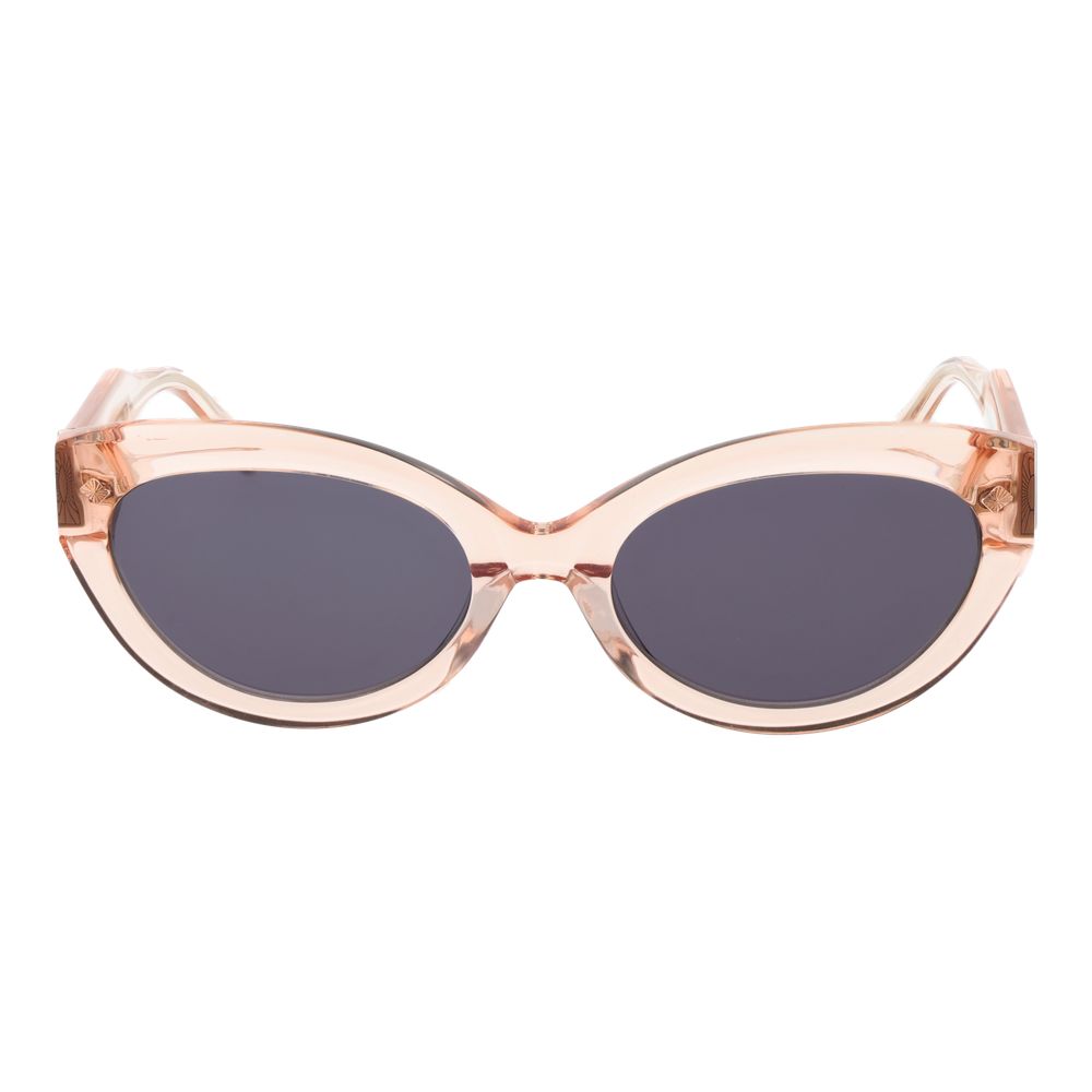 Sunglasses by Scotch & Soda for women in acetate pink features a sumptuous silhouette, showcasing a sumptuous full-rim cat-eye frame design in rose coloured frame with high-performance non-polarized category-3-dark-tint lens.