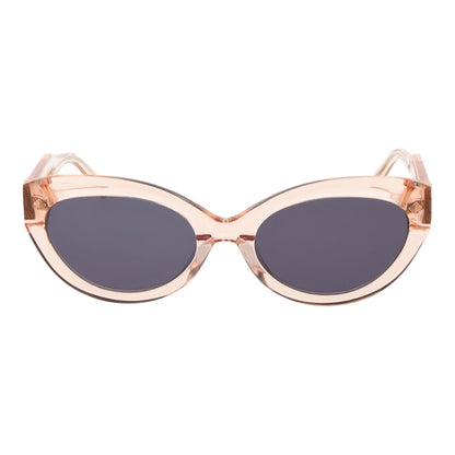 Sunglasses by Scotch & Soda for women in acetate pink features a sumptuous silhouette, showcasing a sumptuous full-rim cat-eye frame design in rose coloured frame with high-performance non-polarized category-3-dark-tint lens.