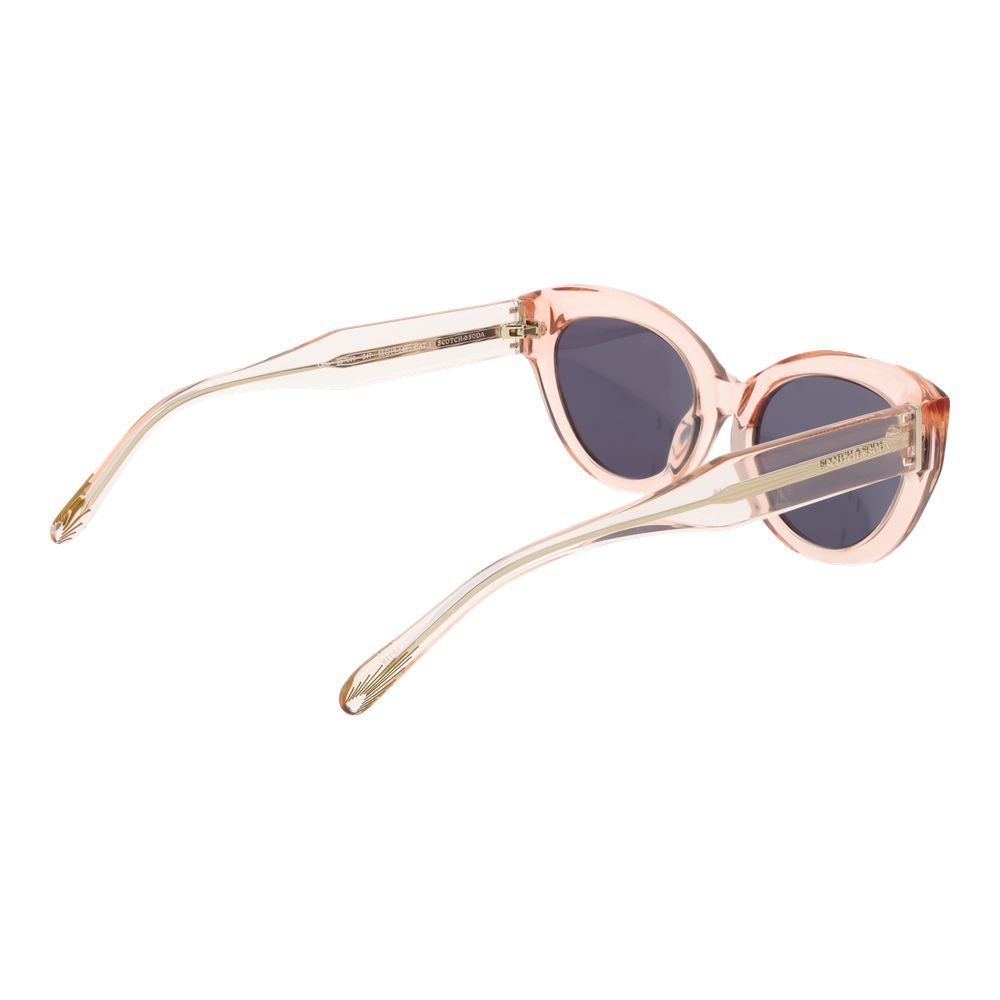 Sunglasses by Scotch & Soda for women in acetate pink features an ethereal full-rim cat-eye frame design with rose coloured frame frames and non-polarized category-3-dark-tint lens for a ethereal finish.