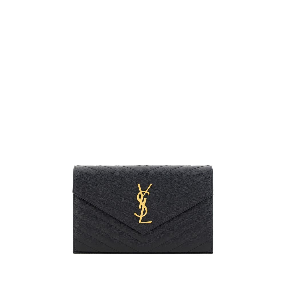 Shoulder Bag by Saint Laurent for women in bos taurus calf leather black, monogram & print features a effortless chic silhouette with a secure snap & button, ample cardholder, and versatile shoulder-strap & handle for a effortless chic finish.