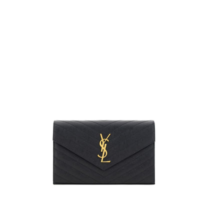 Shoulder Bag by Saint Laurent for women in bos taurus calf leather black, monogram & print features a effortless chic silhouette with a secure snap & button, ample cardholder, and versatile shoulder-strap & handle for a effortless chic finish.