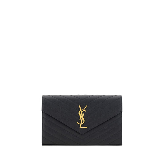 Shoulder Bag by Saint Laurent for women in bos taurus calf leather black, monogram & print features a effortless chic silhouette with a secure snap & button, ample cardholder, and versatile shoulder-strap & handle for a effortless chic finish.