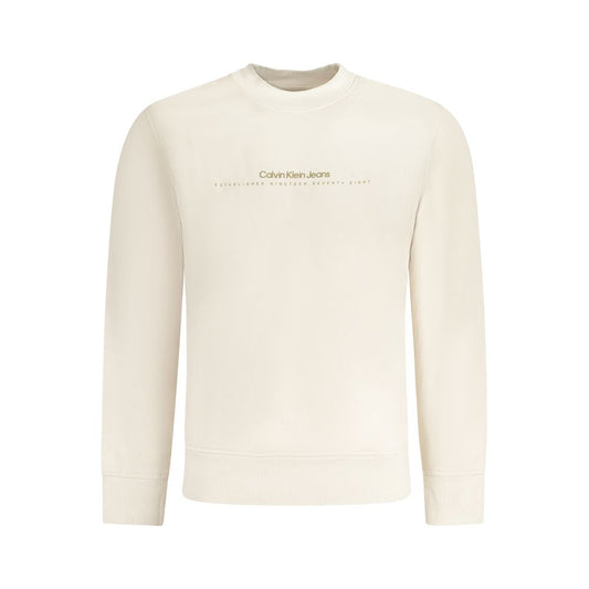 Sweatshirt by Calvin Klein for men in cotton polyester beige & print features an provocated silhouette, detailed with a provocated long-sleeve and a refined crew neckline for a sophisticated aesthetic.