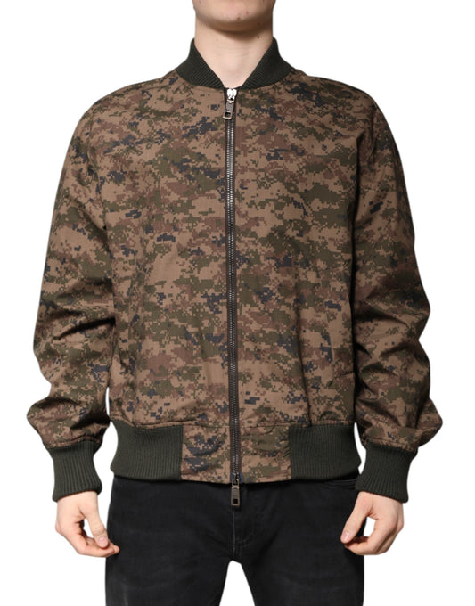 Bomber Jacket by Dolce & Gabbana for men in cotton brown & camouflage features a city-ready silhouette, detailed with and a city-ready .