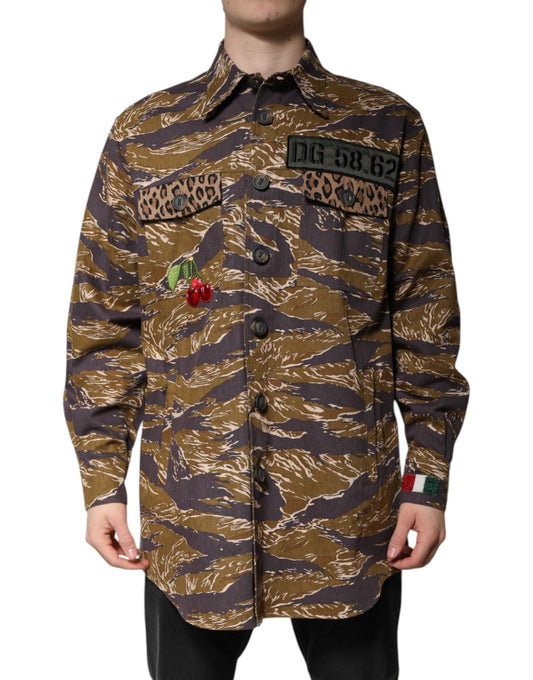 Windbreaker Jacket by Dolce & Gabbana for men in cotton brown features an stylish silhouette, showcasing a sophisticated and performance-driven windproof for a premium, stylish look.
