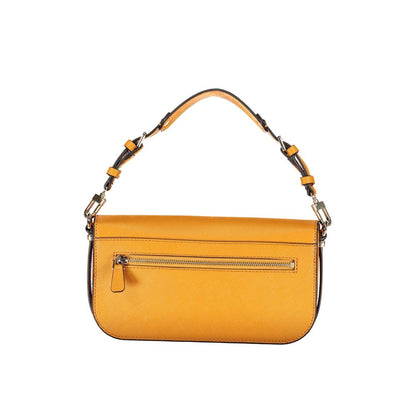 Convertible Handbag by Guess Jeans for women in polyethylene faux leather orange features an exquisite silhouette, showcasing a secure snap & zipper, ample built-in-compartments, external-pockets, internal-pockets & cardholder, and versatile shoulder-strap, adjustable-strap & handle for exquisite style.