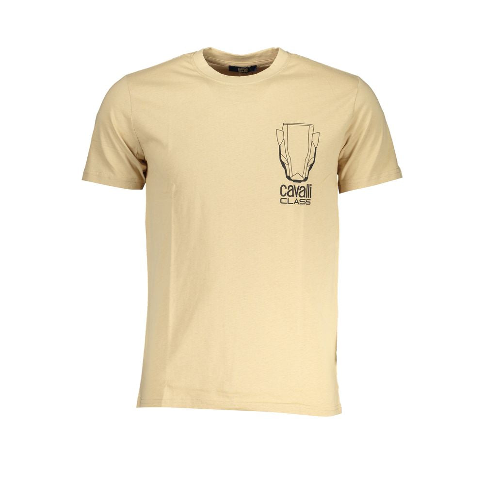 T-Shirt by Cavalli Class for men in cotton beige, signature & print showcases a dramatic silhouette, elegantly detailed with a dramatic crew neckline and for a truly dramatic finish.