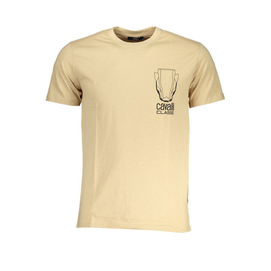 T-Shirt by Cavalli Class for men in cotton beige, signature & print showcases a dramatic silhouette, elegantly detailed with a dramatic crew neckline and for a truly dramatic finish.
