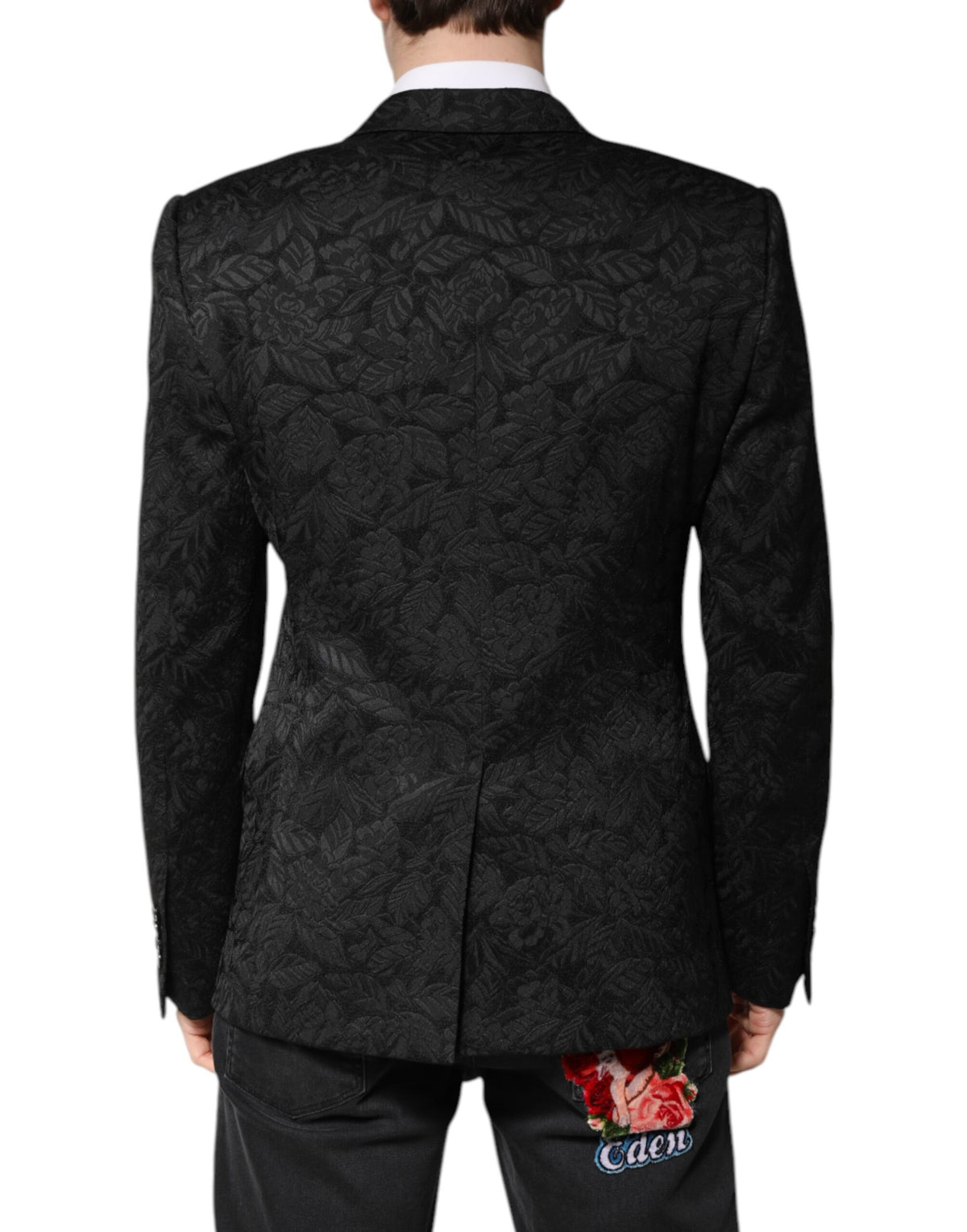 Dolce & Gabbana Men's Single Breasted Polyester Viscose Silk & Acetate Blazer - Black