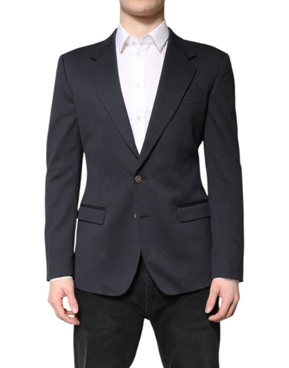 Dolce & Gabbana Men's Single Breasted Cotton Polyester & Nylon Blazer - Dark Blue