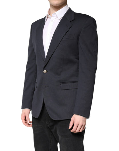 Dolce & Gabbana Men's Single Breasted Cotton Polyester & Nylon Blazer - Dark Blue