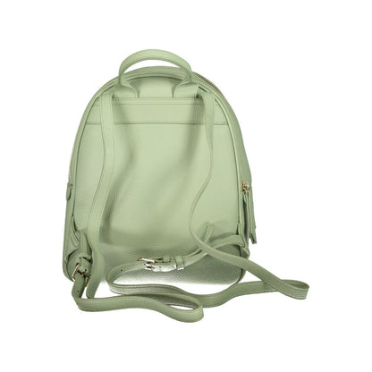 Backpack by Mario Valentino for women in faux pebbled leather green showcases a stately Faux Pebbled Leather Backpack design, featuring a secure zipper with stately built-in-compartments, external-pockets & internal-pockets and versatile handle, backpack-strap & adjustable-strap.