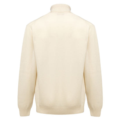 Sweater by Cruciani for men in cashmere white features an tactile silhouette, showcasing a sophisticated turtle neckline and tactile for a refined finish.