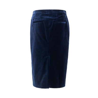 Skirt by Tom Ford for women in cotton denim & viscose blue showcases a dramatic silhouette, artfully capturing the essence of the Women's Denim Cotton & Viscose Skirt in a dramatic midi cut for a refined look.