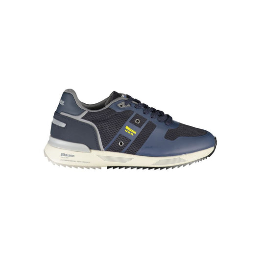 Sneakers by Blauer for men in polyester polyethylene leather blue features a sumptuous design, perfectly showcasing the sumptuous fashion style of this Men's Fashion Polyester Polyethylene Leather Sneakers.