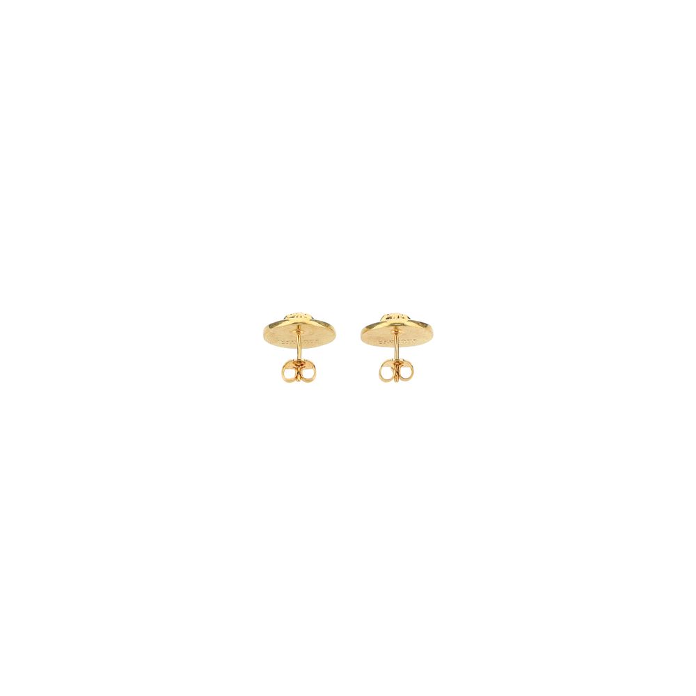 Earrings by Versace for women in bos taurus calf leather & viscose black & gold features an ornate from the Medusa Women's Gold Earrings collection, showcasing a ornate finish that embodies sophisticated luxury.