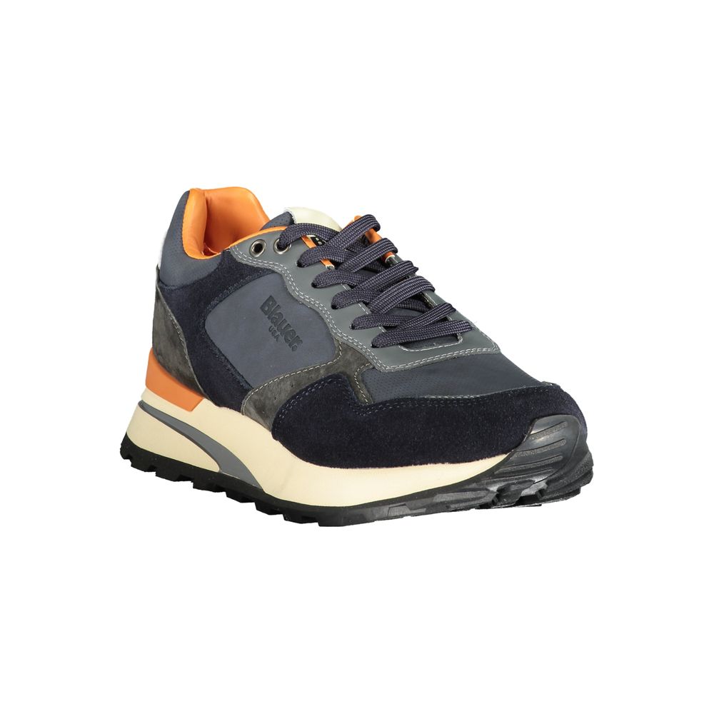 Sneakers by Blauer for men in polyester polyethylene leather blue presents a sumptuous silhouette as Men's Fashion Polyester Polyethylene Leather Sneakers, expertly defined by a sumptuous fashion style for a sumptuous, high-fashion look.