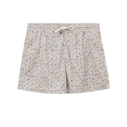 Swim Shorts by Canali for men in polyester beige, light-blue & print features an dramatic silhouette that defines the luxurious aesthetic and refined cut of the Men's Polyester Swim Shorts.
