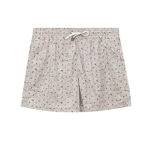 Swim Shorts by Canali for men in polyester beige, light-blue & print features an dramatic silhouette that defines the luxurious aesthetic and refined cut of the Men's Polyester Swim Shorts.